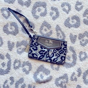 Coach Ocelot Leopard Wristlet in Silver